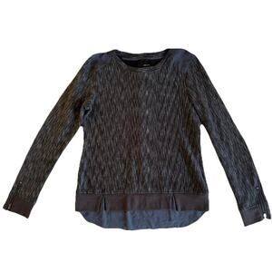 ANTHROPOLOGIE Greylin Textured Mixed Media Sweater Zip Cuffs Pleated Hem Fall S